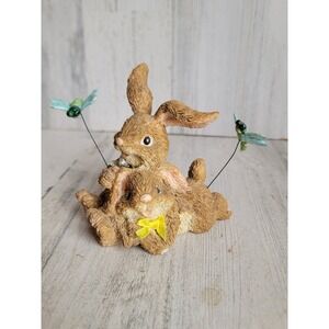 Vintage Easter bunny dragonfly brown rabbit spring ceramic home decor figure